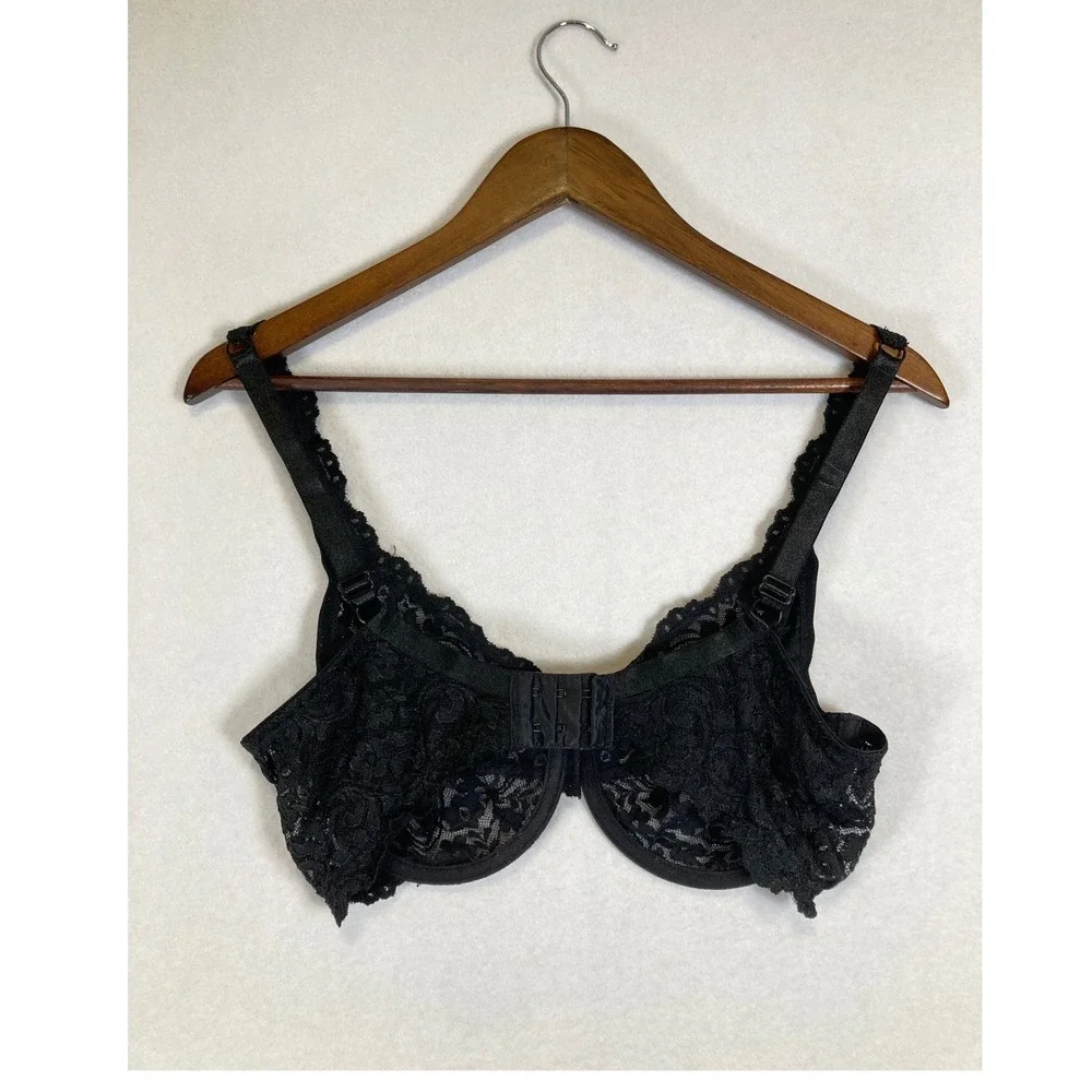 Romantic Smart & Sexy Womens 40D Black Floral‎ Lace Unlined Underwire Bra 85045
